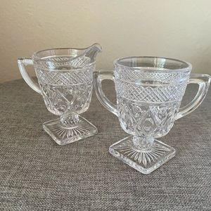 Imperial Glass Cape Cod Footed Creamer and Sugar